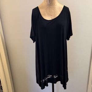 Lane Bryant Black Tunic Top lace trim